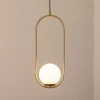 Gang|Pendellamper ^ Opviq Hængelampe Mudoni, guld/hvid, glas, metal, E27