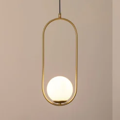 Gang|Pendellamper ^ Opviq Hængelampe Mudoni, guld/hvid, glas, metal, E27