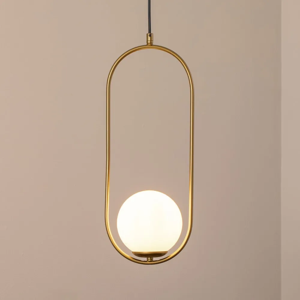 Gang|Pendellamper ^ Opviq Hængelampe Mudoni, guld/hvid, glas, metal, E27