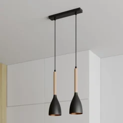 Luminex Pendellamper|Pendellamper > Hængelampe Muza, 2 lyskilder, sort/lys træ