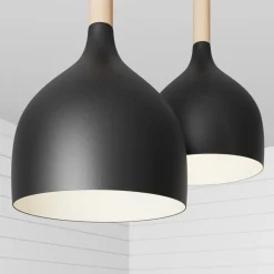 Luminex Pendellamper|Pendellamper > Hængelampe Noak 3-flammet lang sort/naturtræ