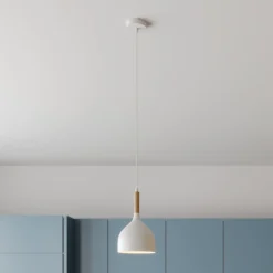 Luminex Pendellamper|Pendellamper > Hængelampe Noak, hvid/naturtræ, Ø 17 cm