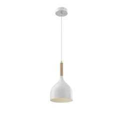 Luminex Pendellamper|Pendellamper > Hængelampe Noak, hvid/naturtræ, Ø 17 cm