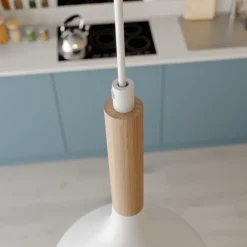 Luminex Pendellamper|Pendellamper > Hængelampe Noak, hvid/naturtræ, Ø 17 cm