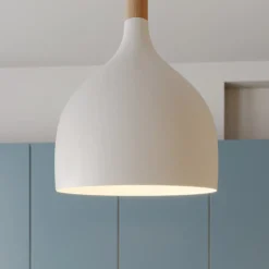 Luminex Pendellamper|Pendellamper > Hængelampe Noak, hvid/naturtræ, Ø 17 cm