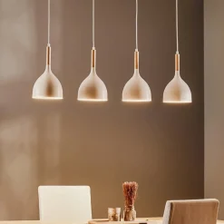 Luminex Pendellamper > Hængelampe Noak, hvid/naturtræ, 4 lyskilder lang