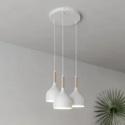 Luminex Pendellamper|Pendellamper > Hængelampe Noak med 3 lyskilder, rund, hvid/naturtræ