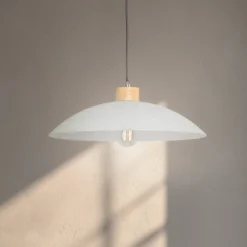 ONLI Pendellamper|Pendellamper > Hængelampe OHANA, opalglas, egetræ, Ø 40 cm, E27
