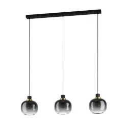 EGLO Pendellamper > Hængelampe Oilella, sort-grå, længde 95 cm, glas, 3 lyskilder.