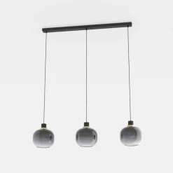 EGLO Pendellamper > Hængelampe Oilella, sort-grå, længde 95 cm, glas, 3 lyskilder.