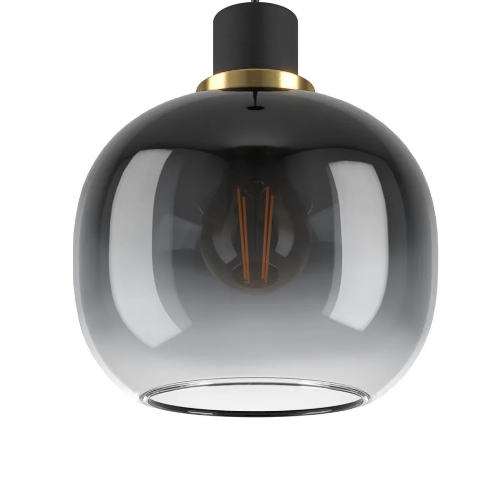 EGLO Pendellamper > Hængelampe Oilella, sort-grå, længde 95 cm, glas, 3 lyskilder.