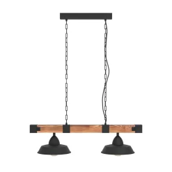 EGLO Pendellamper|Pendellamper > Hængelampe Oldbury, sort/mørkt træ, længde 86 cm, 2 lyskilder.