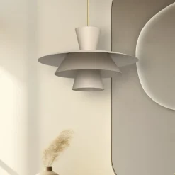 Pendellamper|Pendellamper ^ Luminex Hængelampe Plato, beige, metal, Ø 38 cm, E27