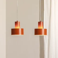 Pendellamper ^ SIGMA Hængelampe Rif 2, teglrød, 2 lyskilder, lineær, stål
