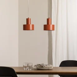 Pendellamper ^ SIGMA Hængelampe Rif 2, teglrød, 2 lyskilder, lineær, stål