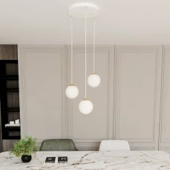 EMIBIG LIGHTING Pendellamper > Hængelampe Royal, 3 lyskilder, opal hvid/hvid, glas, E14