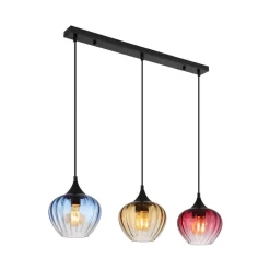 Globo Pendellamper > Hængelampe Sander, længde 80 cm, farvet, glas, 3 lyskilder.