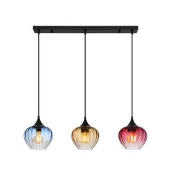 Globo Pendellamper > Hængelampe Sander, længde 80 cm, farvet, glas, 3 lyskilder.