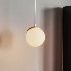 Pendellamper ^ Eko-Light Hængelampe Sfera 1 lyskilde glas/træ lys