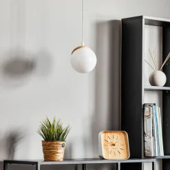 Pendellamper ^ Eko-Light Hængelampe Sfera 1 lyskilde glas/træ lys
