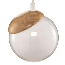 Pendellamper ^ Eko-Light Hængelampe Sfera 1 lyskilde glas/træ lys
