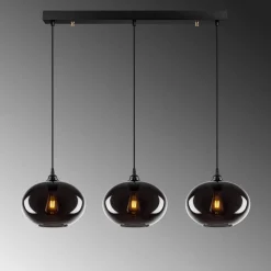 Opviq Pendellamper > Hængelampe Smoked 052 3 lyskilder lineært glas Ø27cm