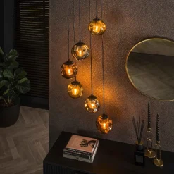 Pendellamper ^ Zijlstra Hængelampe Stellar, guld/sølv/kobber, Ø 50 cm, glas 6 lyskilder.