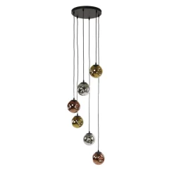 Pendellamper ^ Zijlstra Hængelampe Stellar, guld/sølv/kobber, Ø 50 cm, glas 6 lyskilder.