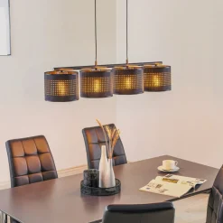 TK Lighting Pendellamper > Hængelampe Tago, 4 lyskilder, sort/guld
