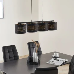 TK Lighting Pendellamper > Hængelampe Tago, 4 lyskilder, sort/guld