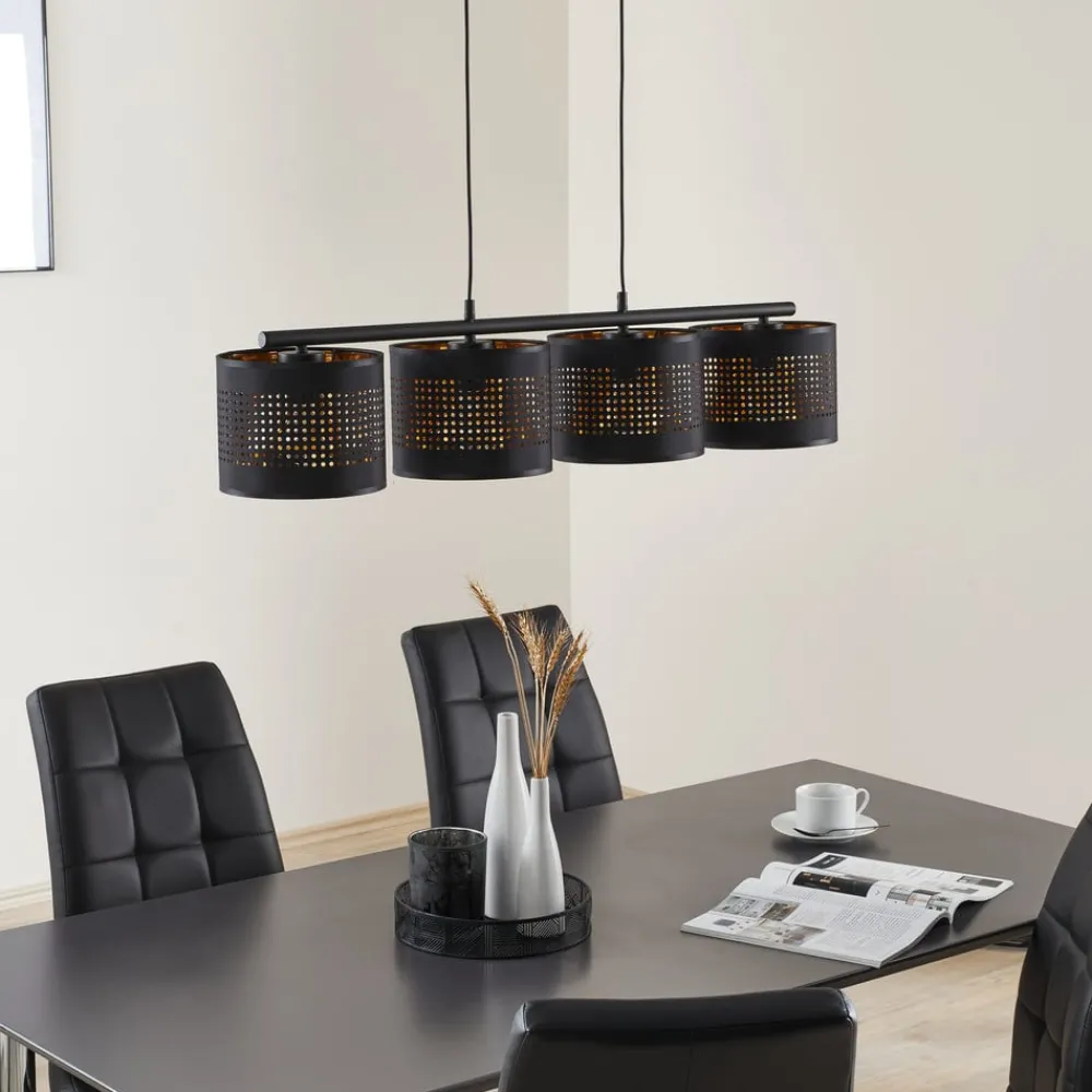 TK Lighting Pendellamper > Hængelampe Tago, 4 lyskilder, sort/guld