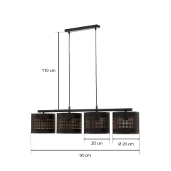 TK Lighting Pendellamper > Hængelampe Tago, 4 lyskilder, sort/guld