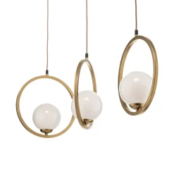 Pendellamper ^ Eko-Light Hængelampe Vienna, opalglas, messing, 3 lyskilder
