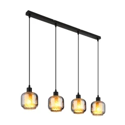 Globo Pendellamper > Hængelampe Xia, længde 89 cm, røggrå, 4 lyskilder, glas