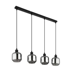 Globo Pendellamper > Hængelampe Xia, længde 89 cm, røggrå, 4 lyskilder, glas
