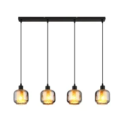 Globo Pendellamper > Hængelampe Xia, længde 89 cm, røggrå, 4 lyskilder, glas