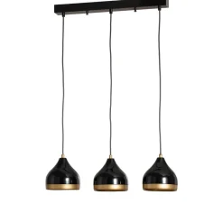 Pendellamper ^ Opviq Hængelampe Yildo, lineær, 3 lyskilder, sort/guld, metal