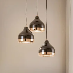 Pendellamper ^ Opviq Hængelampe Yildo 6871 3 lyskilder rondel sort/kobber