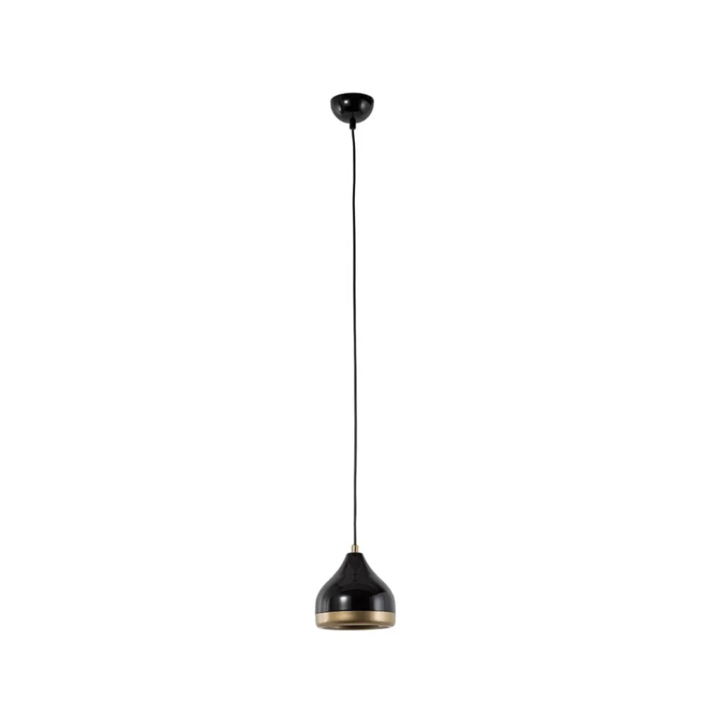 Pendellamper ^ Opviq Hængelampe Yildo, 1 lyskilde, sort/guld, metal, Ø 17 cm
