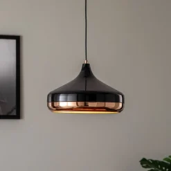 Opviq Pendellamper|Pendellamper > Hængelampe Yildo 253-S 1 lyskilde Ø36cm sort/kobber