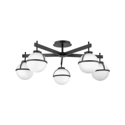 Loftlamper ^ HINKLEY Hollis loftlampe, 5 lyskilder, sort/opal