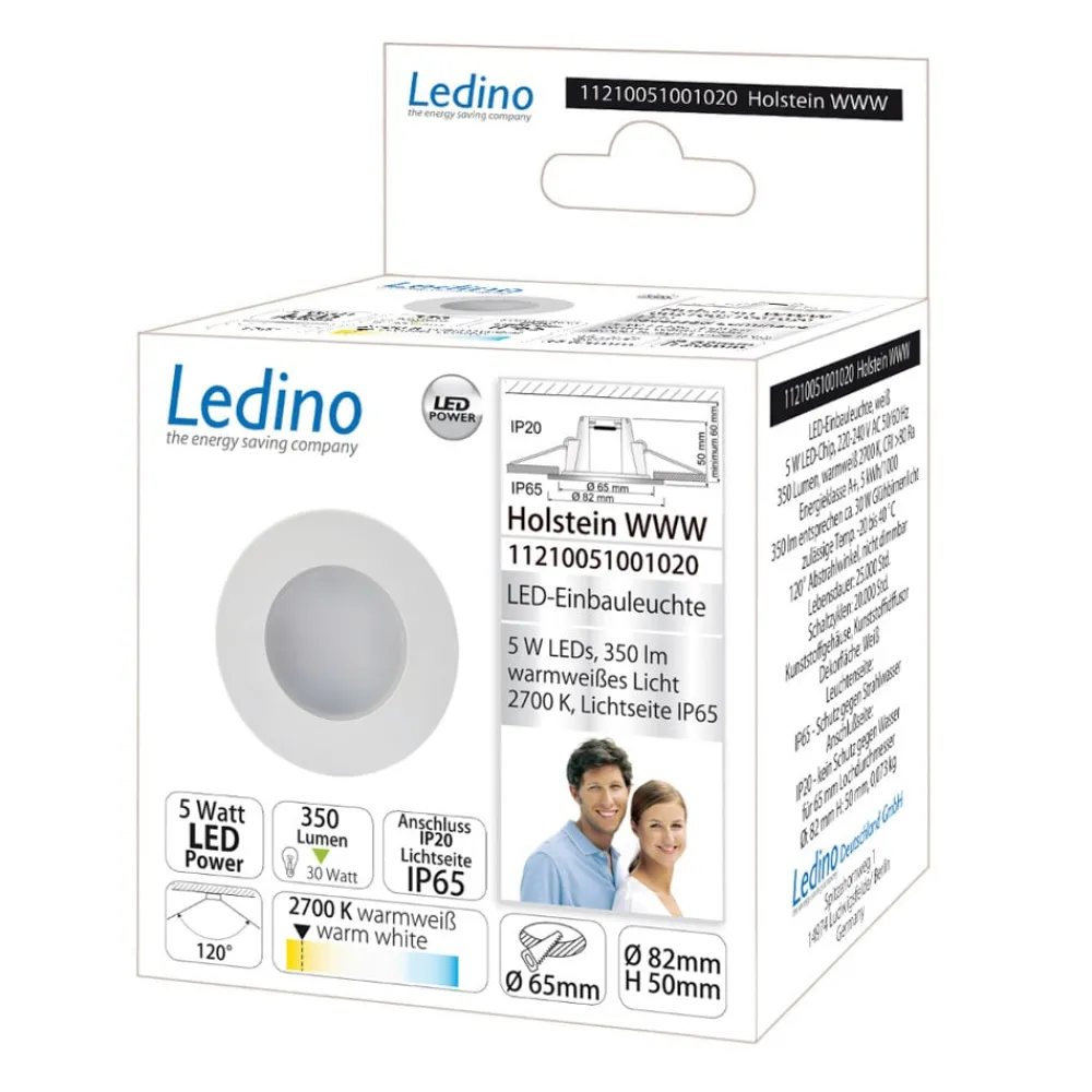 Ledino Nedgravet Udebelysning|Udendørs Loftlamper > Holstein LED indbygningslampe IP65 116° stiv, hvid