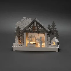 Julepynt|Vinduesdekoration ^ Konstsmide Christmas Hus og Bageri LED-adventsstage, batteridrift