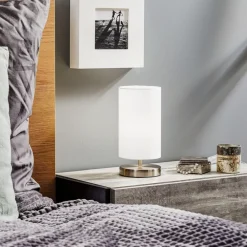 Brilliant Bordlamper > Hvid tekstil bordlampe Clarie