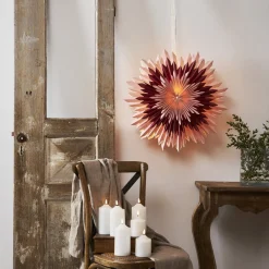 STAR TRADING Dekorationsbelysning|Julepynt > Ice dekostjerne, papir, uden fatning, pink-rød