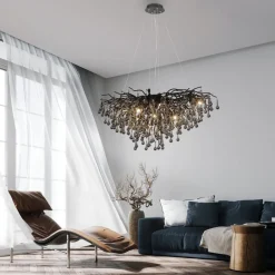 Paul Neuhaus Lysekroner > Icicle lysekrone, sort, glasophæng, længde 100 cm