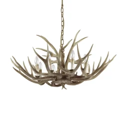 Lysekroner ^ Ideallux Ideal Lux Chalet lysekrone, beige, kunstharpiks, 8 lyskilder