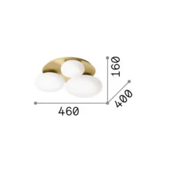 Ideallux Loftlamper > Ideal Lux loftlampe Ninfea, messingfarvet, opalglas, 3-lys.