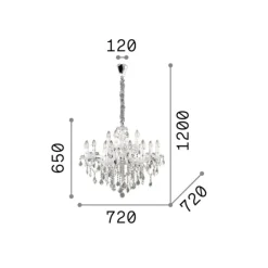 Lysekroner ^ Ideallux Ideal Lux lysekrone Florian kromfarvet, krystal, 12flg.