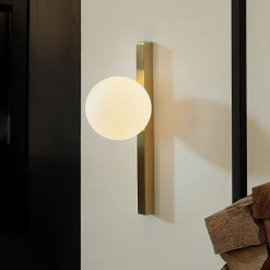 Ideallux Væglamper|Væglamper > Ideal Lux væglampe Binomio messingfarvet 1 lyskilde metalglas